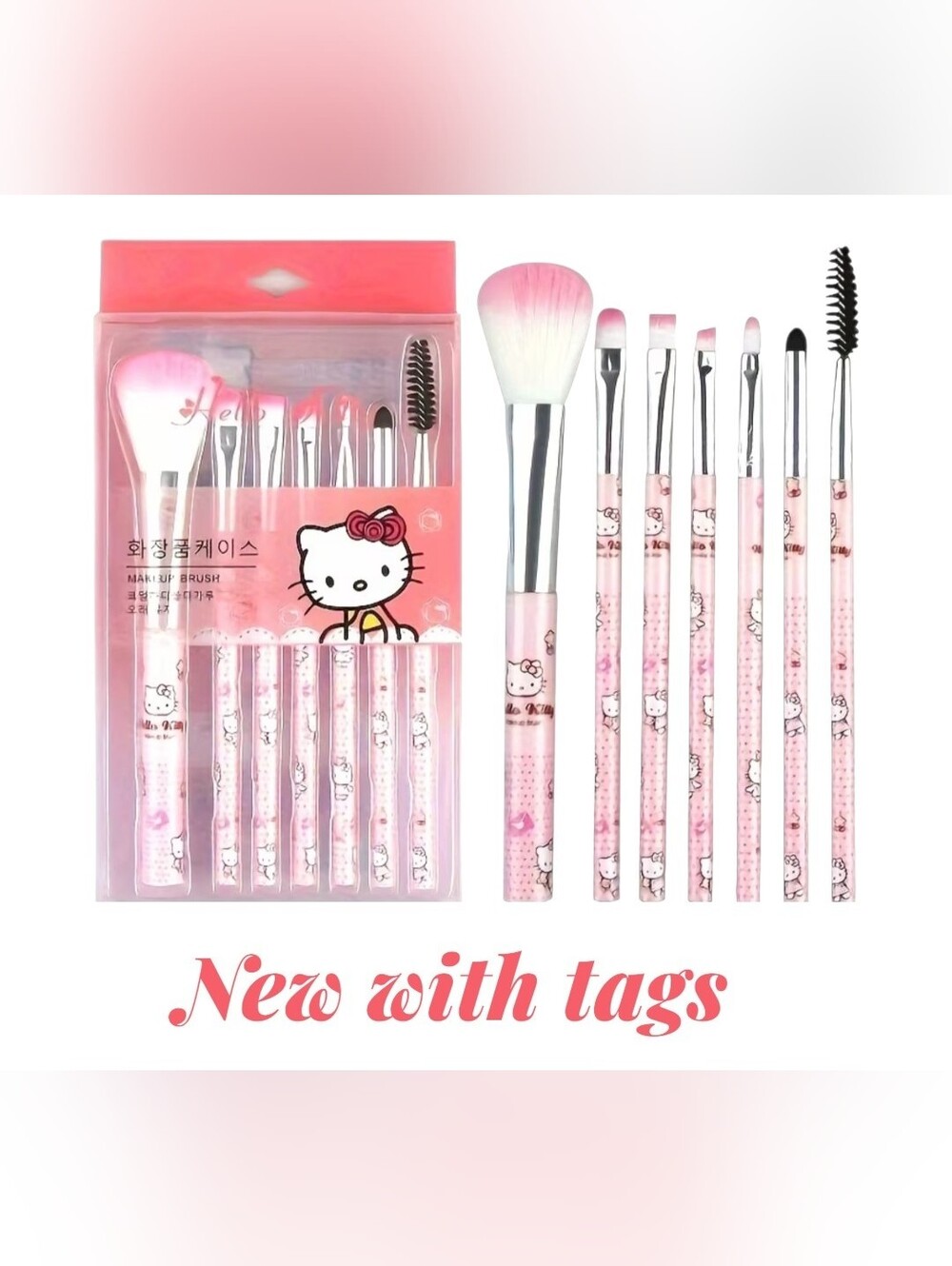 Hello Kitty Pink and White 10-Piece Makeup Brush Set